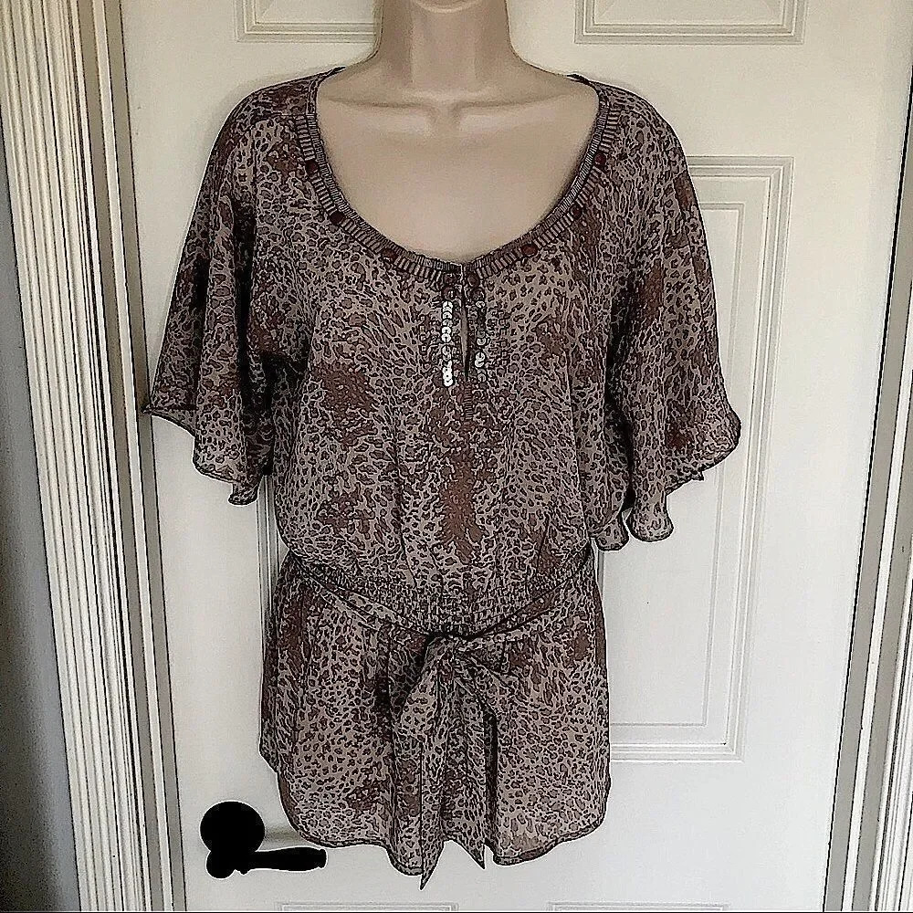 𝅺Christine Phillipe vintage animal print‎ blouse S